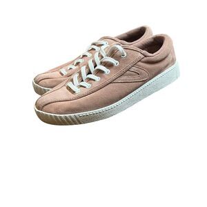Trenton Sneaker 7.5 Womens Pink Suede Walking Tennis Low Top Basic Sneaker Shoe